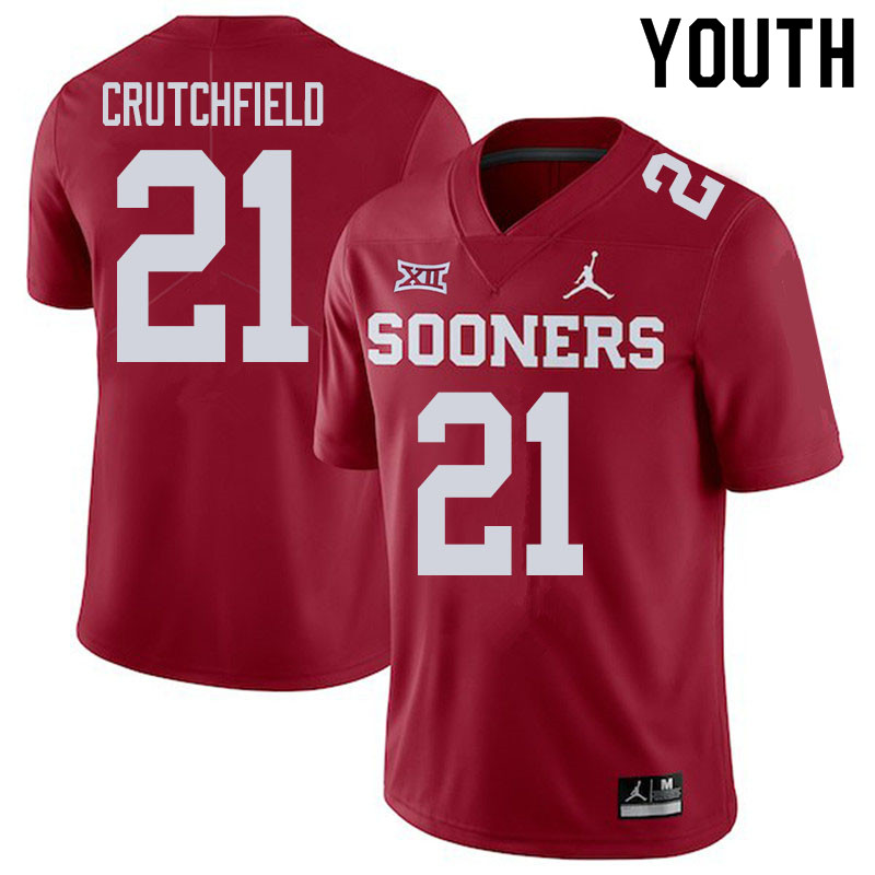 Youth #21 Marcellus Crutchfield Oklahoma Sooners College Football Jerseys Sale-Crimson